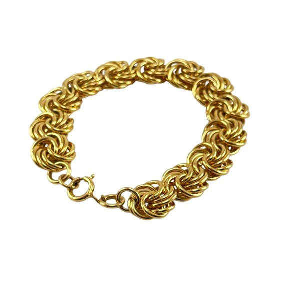 Vintage Gold Tone Statement Chain Link Bracelet Chunky Textured Women’s Jewelry - Picture 3 of 8